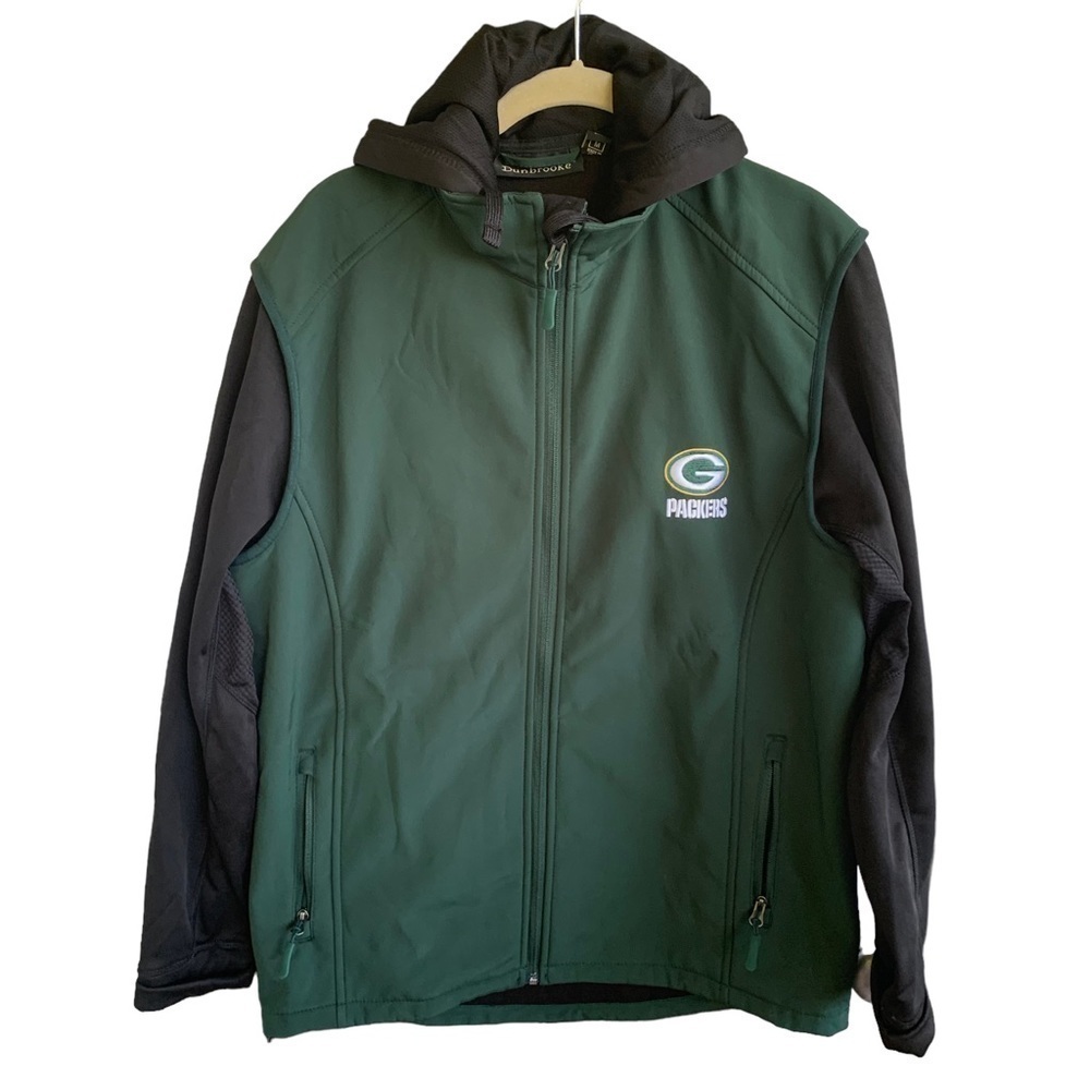 Green Bay Packers Dunbrooke Green Black Alpha Full Zip Hoodie Jacket Adult M